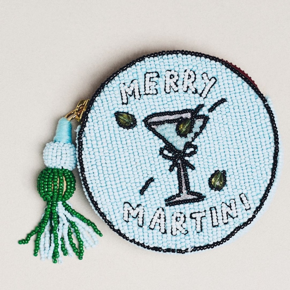 ❤️ ANTHROPOLOGIE NEPHTHYS BEADED ROUND MERRY MARTINI COIN PURSE BAG NEW